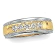 14K Two-Tone Gold Diamond Wedding Band Duo - Gent's Ring