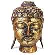 Antique Gold Finish Wood Buddha Head Statue