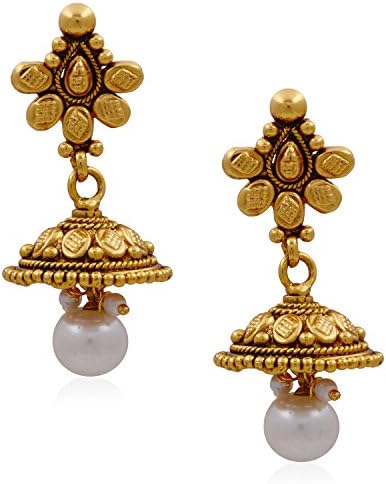 Krisha Jewels Girls' Beautiful Pearl Jhumka Gold-color