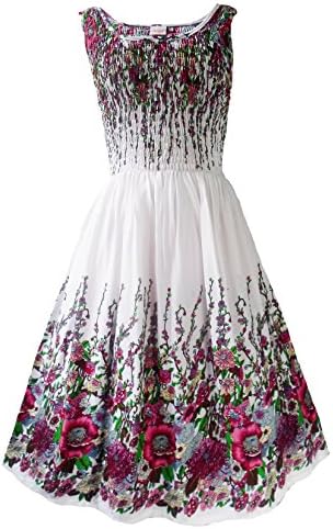 Romchad Women's Sleeveless Vintage Knee Length Sundress One Size White