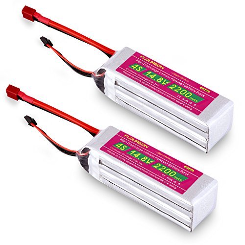 Floureon 2packs 4S 14.8V 2200mAh 35C LiPo Battery Pack Dean T Plug 107*34*34mm for RC Quadcopter Airplane Helicopter Car Truck Boat Hobby