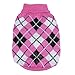 PanDaDa Small Pet Dog Plaid Style Sweater Knitwear Coat Apparel Dark Pink Small