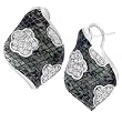 Green Enamel with CZ Sterling Silver Earrings