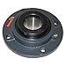 Sealmaster RFP 112C Heavy Duty Piloted Flange Unit, 4 Bolt, Regreasable, Contact Seals, Double Concentric Clamp Collars, Cast Iron Housing, 1-3/4" Bore, 6-3/8" Overall Length, 3.800" Bolt Hole Spacing Width, 9/16" Flange Height