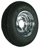 4-hole 8" x 3.75" Chrome Trailer Wheel & Tire (590 lb. capacity)