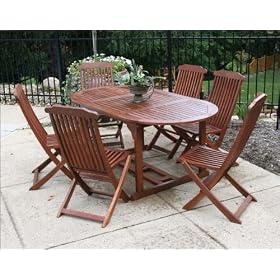 Bayboro Oval Table with 6 Folding Dining Chairs by The Cedar Store