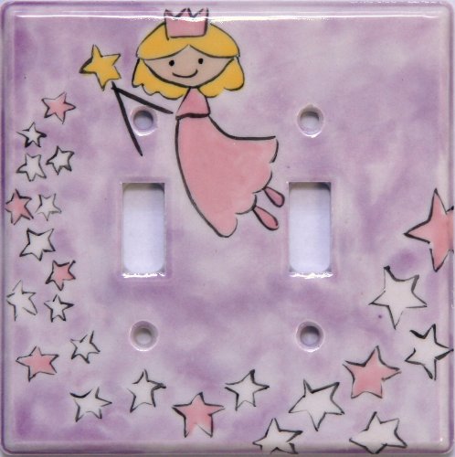 Ceramic Double Switch Plate Fairy Princess