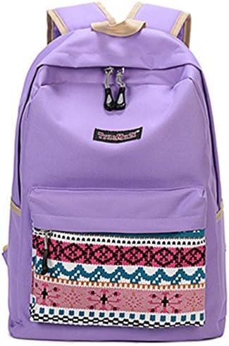 TOPEST Causal Style Lightweight Canvas Laptop Bag Cute Backpacks Shoulder Bag School Backpack Travel Bag (Purple Fireworks)