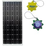 HQRP 90W Mono-crystalline Solar Panel 90 Watt (Size of 80 Watt / 80W) 12 Volt in Anodized Aluminum Frame plus HQRP UV Chain / UV Radiation Health Tester
