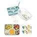 Bento Box Lunch Containers For Kids and Adults - Microwave & Dishwasher Safe - 10 Set Cute Food Picks By ROUNDSQUARE(Blue)