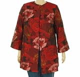 Sutton Studio Womens Red Floral Jacquard Jacket Topper