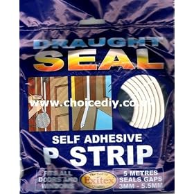 Exitex EPDM Rubber P Strip Draught Excluder 5m White