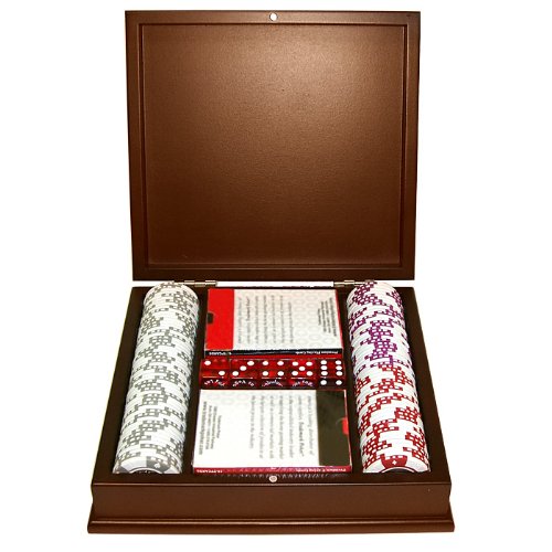 Trademark 100 12.2g Clay Coin Inlay Casino Chips with Mahogany Case (Brown)
