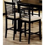 Set of 2 24H Counter Height Stools Ladder Back Cappuccino Finish