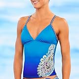 Athleta Off Shore Paisley Racer Tankini Top
