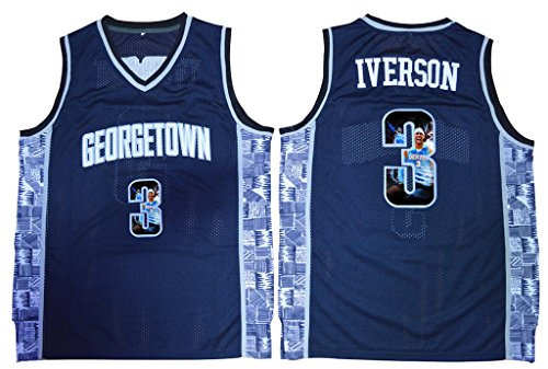 WEENKS Men's Allen Iverson 3 Georgetown Hoyas College Basketball Throwback Jersey