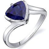 Trillion Cut Bypass Style 2.50 carats Blue Sapphire Ring in Sterling Silver Rhodium Finish Available in Sizes 5 thru 9