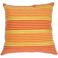 Pillow Decor - Textured Stripes in Orange, Green & Pink Decorative Throw Pillow