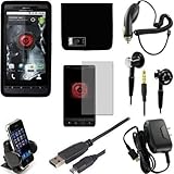 Accessory Bundle MOTMB810 (7in1) for Motorola Droid X Verizon Wireless - Custom Pack by MAGBAY - (Car Charger/Travel Charger/Gel Skin/Stereo Headset/Screen Protector/USB Cable/Car Phone Holder)