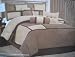 5 Pc Twin Brown / Beige Patch Work Square Quality Soft Micro Suede Comforter Set Bedding in a Bag