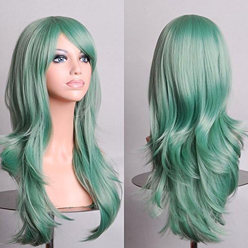 mecawig Womens/Ladies Green Color Long Curly Cosplay, Costume, Anime, Party Full Sexy Wig(70cm,Cruly,Green)