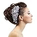 EVER FAITH Austrian Crystal 5.9 Inch Wedding Flower Bridal Hair Side Comb for Women Iridescent Clear AB Silver-Tone