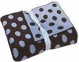 Elegant Baby Chocolate/Blue Dots Reversible Jacquard Knit Blanket 36 x 45