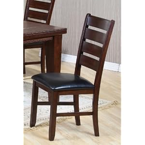 Set of 2 Dining Chairs with Ladder Back Dark Oak Finish