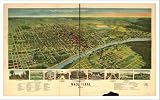 Historic Waco, Texas, c. 1892 (L) Panoramic Map Poster Print Reprint Giclee