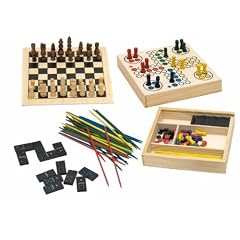 SPIELESAMMLUNG HOLZ DOMINO LUDO SCHACH BACKGAMMEN SPIEL