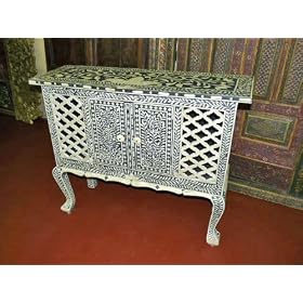Gift for Him-hand Crafted Bone Inlay Sideboard Chest Tv Stand by Mogul Interior