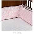 Boppy Organic Bedding Set (Bare Naked Bumper, Bumper Slipcover, Fitted Sheet, and 2 Pack Receiving Blanket) (Birdsong (Pink))