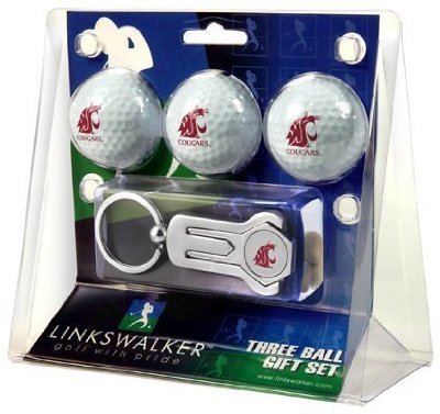 Washington State Cougars 3 Golf Ball Gift Pack W/ Hat Clip - Ncaa College Athletics