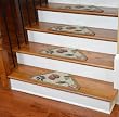 Washable Non-Skid Carpet Stair Treads - Beige Leaf (13)