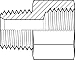 Adaptall 9325-12-26X1.5 Series 9325 Carbon Steel Straight Fixed Adapter, 3/4"-14 Male NPT x M26X1.5 Female Metric, NPT x Metric, Carbon Steel