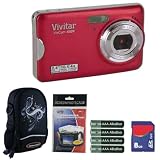 Vivitar Vivicam VX029 10.1MP 2.7IN. LCD Strawberry Red HD Digital Camera Plus 8GB Accessory Kit
