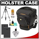 Case Logic Digital SLR Holster Camera Bag/Case  BLS-1 Batteries + Tripod + Accessory Kit for Olympus Evolt E-620, E-600, E-450, E-420 & E-410