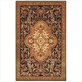 Safavieh CL220B-6R Classics Collection Handmade Black and Beige Wool Round Area Rug, 6-Feet Round