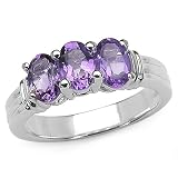 1.35 Carat Genuine Amethyst .925 Silver Ring