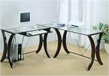 Cappuccino Home Office Desk With Glass Top