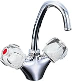 LIXIL(リクシル) INAX 洗面器・手洗器用水栓金具 ワンホール改造用 2ハンドル混合水栓 呼び径13mm 吐水口長さ98mm LF-206A-G