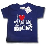 Dirty Fingers  I Love my AUNTIE she Rocks x  Baby & Toddler T-shirt 0-6 months, Navy