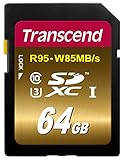 Transcend SDXCカード 64GB UHS-I U3対応 (最大読込速度95MB/s,最大書込速度85MB/s) U3Xシリーズ 4K動画撮影 無期限保証 TS64GSDU3X