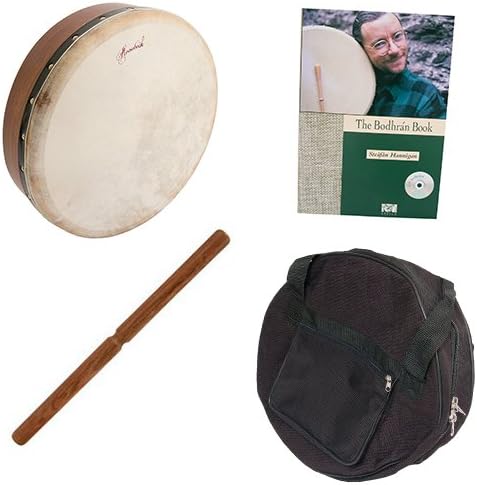 Roosebeck Pretuned Sheesham Bodhrán Cross-Bar 14-by-3.5-Inch Deluxe Package w/Gig Bag, Tipper &amp; Bodhran Instruction Book &amp; CD
