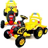 Trademark Global Battery Powered Yellow Range Tractor with Trailer