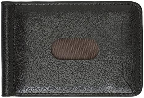 AFONiE Mens Leather Money Clip, Front Pocket Minimalist Card Holder [Black]