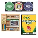 Melissa & Doug Horse Stable Stamp Set and Jumbo Stamp Pads with with Crayola Construction Paper (96 Count)