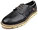 Kunsto Men's Top Grain Leather Oxford Flats Shoes Lace up