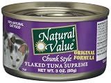 Natural Value Cat Food, Chunk Style Flaked Tuna Supreme, 3-Ounce Cans (Pack of 48)