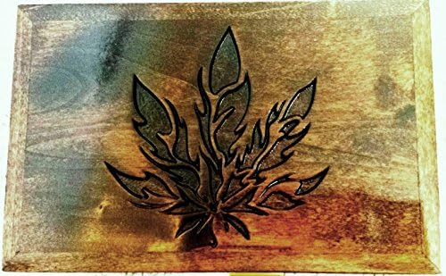 420 Tokebox with Lock Dark Brown Leaf Hardwood